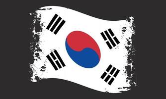 söder korea vågig grunge borsta flagga design vektor