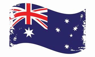 Australien vågig grunge borsta flagga design vektor