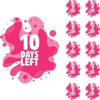 Countdown-Timer mit der Anzahl der verbleibenden Tage im rosafarbenen flüssigen Stil vektor