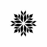 svart mandala stam- blomma symbol logotyp på vit bakgrund. stencil dekal tatuering design. platt vektor illustration.