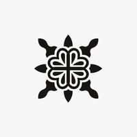 Schwarzes Mandala Tribal Flower Symbol Logo auf weißem Hintergrund. Schablonen-Aufkleber Tattoo-Design. flache vektorillustration. vektor