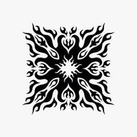 Mandala-Stammes-Flammensymbol-Logo auf weißem Hintergrund. Schablonen-Aufkleber Tattoo-Design. flache vektorillustration. vektor