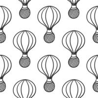 varm luft ballong hand dragen sömlös mönster vektor