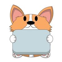 süßer corgi mit plakat ohne text in farbe für glückwunsch vektor