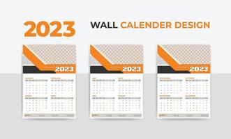 kalender 2023 ny år företags- företag enkel omslag 12 månader 3 sida vektor