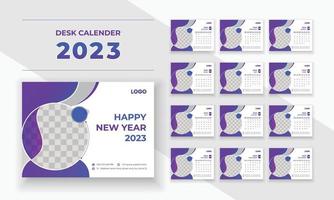 skrivbord kalender design 2023 ny år företags- företag företag tabell kalender12 månader 12 sida vektor