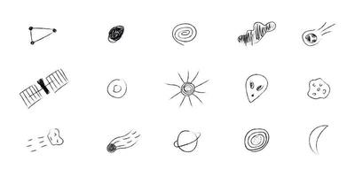 Doodle-Kosmos-Illustration im kindlichen Stil, Design-Clipart. vektor