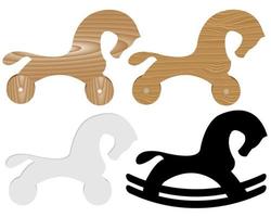 leksak häst tillverkad av trä och papper silhuett på en vit bakgrund vektor
