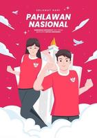 selamat hari pahlawan nasional betyder Lycklig indonesiska nationell hjältar dag vektor