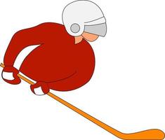 hockey spelare på is, illustration, vektor på vit bakgrund.