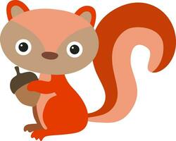 entzückendes kleines Eichhörnchen, Illustration, Vektor auf weißem Hintergrund.