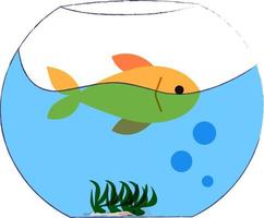 Fisch in einem Tank, Illustration, Vektor auf weißem Hintergrund.