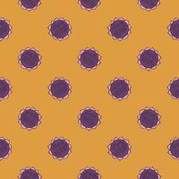 Lila Sonnenblumen, nahtloses Muster auf orangefarbenem Hintergrund. vektor