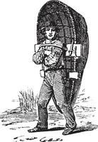 coracle, årgång illustration. vektor