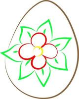 påsk ägg med blomma, illustration, vektor på vit bakgrund.