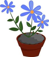 blaue Blume, Illustration, Vektor auf weißem Hintergrund.