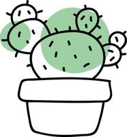Großer Kaktus mit Babykakteen, Illustration, Vektor auf weißem Hintergrund.