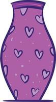Vase mit violetten Herzen, Illustration, Vektor auf weißem Hintergrund