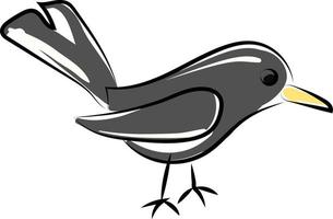 silberner Vogel, Illustration, Vektor auf weißem Hintergrund.