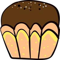 choklad cupcake, illustration, vektor på vit bakgrund.