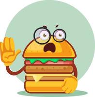 Burger mit Brille, Illustration, Vektor auf weißem Hintergrund.