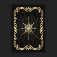 Vintage Ziersternkarte, mit Gravur, Luxus, Esoterik, Boho, spirituell, geometrisch, Astrologie, magische Themen, für Tarot-Lesekarte. Premium-Vektor vektor