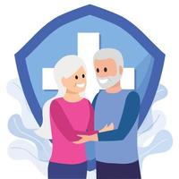 Lycklig äldre par Bra liv försäkring. vektor