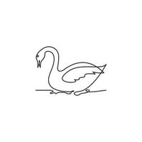 einzeilige schwan-logo-illustration vektor