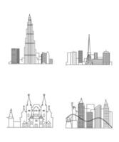 satz linearer stadtskyline vektor