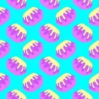 glasierte Donuts, nahtloses Muster auf blauem Hintergrund. vektor