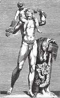 Skulptur von Silen mit dem jungen Bacchus auf seinen Schultern, anonym, 1584, Vintage-Illustration. vektor