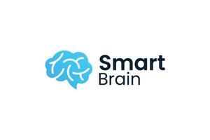 lysande smart blå hjärna logotyp vektor