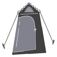 Vertikales Badezimmer-Campinghaus-Konzeptdesign. Touristisches Kuppelzelt für Outdoor-Aktivitäten. Erlebniswander- und Sporttourismussaison. hand gezeichnete flache vektorillustration lokalisiert auf weißem hintergrund vektor
