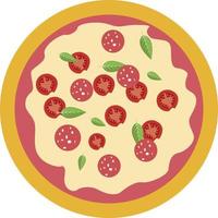 pizza, illustration, vektor på vit bakgrund.