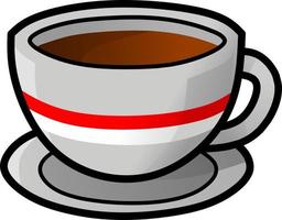 Kaffeetasse-Vektor-Illustration. ein tasse kaffeevektor für logo, symbol, zeichen, symbol, geschäft, design oder dekoration. Kaffeetasse mit roten und weißen Streifen. Hygge-Stil-Vektor vektor