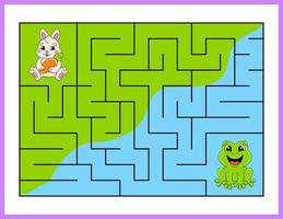 rechteckiges Labyrinth. Spiel für Kinder. lustiges labyrinth. arbeitsblatt zur bildungsentwicklung. Aktivitätsseite. Puzzle für Kinder. Cartoon-Stil. Rätsel für den Kindergarten. logisches Rätsel. Vektor-Illustration. vektor