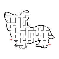 corgi labyrint. spel för ungar. pussel för barn. labyrint gåta. hitta de rätt väg. utbildning arbetsblad. vektor