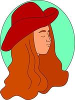flicka med röd hatt, illustration, vektor på vit bakgrund.