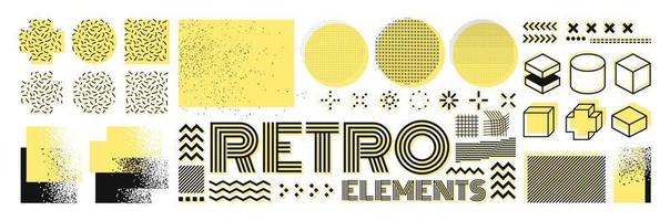 Vektor-Memphis-Designelemente. Retro-Grafiksatz, Designtrends der 80er Jahre und geometrische Elementillustration der Weinlese. sammlung von vektorisolierten memphis-symbolen vektor