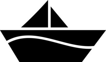 segling svart båt, illustration, vektor på vit bakgrund.