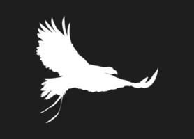 fliegender Vogel aus weißen Silhouetten isoliert auf schwarzem Hintergrund. geeignet für logo, symbol, banner, bakcground, tätowierung, bekleidung. Vogelelementvektor. Folge 10 vektor