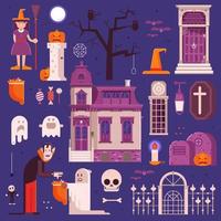 Sammlung von Halloween-Elementen und Symbolen vektor
