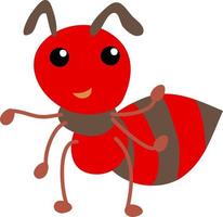 söt röd myra, illustration, vektor på vit bakgrund.