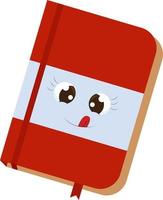 süßes rotes Notizbuch, Illustration, Vektor auf weißem Hintergrund.