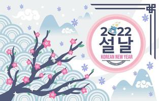 Seollal Koreanisches Neujahr mit Pastellfarben vektor