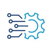 digital tech begrepp linje ikon. redskap tecken av företag lösning linjär piktogram. digital kugge hjul symbol elektronisk teknologi nätverk översikt ikon. redigerbar stroke. isolerat vektor illustration.