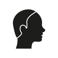 glatzköpfiges männliches Silhouettensymbol. unbehaarter Mann schwarzes Piktogramm. Symbol für medizinisches Problem mit Alopezie. isolierte Vektorillustration. vektor