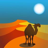 öken- landskap med het torr folktom afrikansk eller arab natur bakgrund med gul sandig kullar parallax scen, tecknad serie vektor illustration