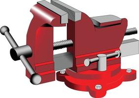 Schraubstock Werkzeug zum Fixieren von Teilen für verschiedene Arten der Bearbeitung Sägen, Bohren, Hobeln vektor