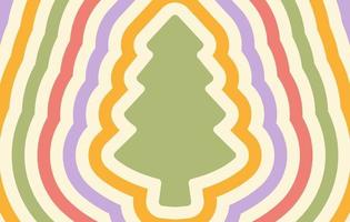 retro horisontell bakgrund med upprepa silhuett jul träd. trendig vektor hippie skriva ut i stil 70-talet, 80-tal. pastell färger
